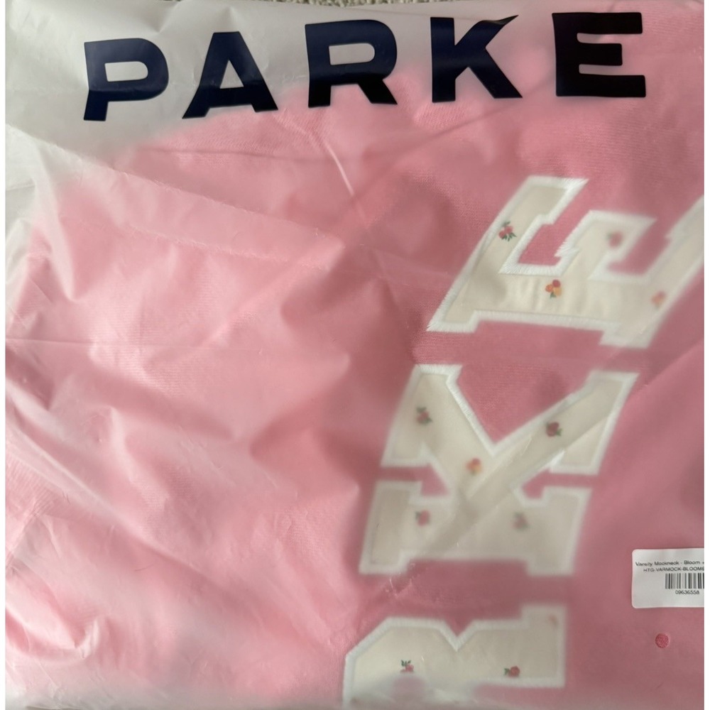 PARKE Varsity Mockneck Heritage Sweatshirt Bloom Sunset Floral Pink Size S/M - Picture 11 of 14